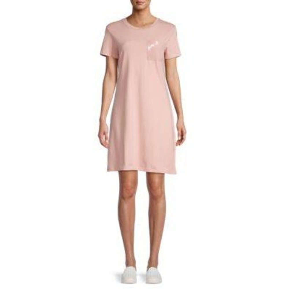 DKNY‎ T-Shirt Dress Sequin Pocket Pink Casual Short Sleeve Comfy Dress